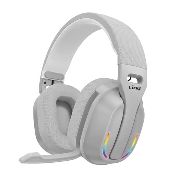 Trådløst Bluetooth Gaming Headset til PC og Smartphone med RGB LED og Mikrofon LinQ Grå Grå