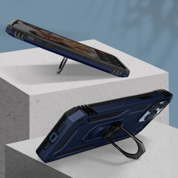 Coque iPhone 13 Pro - AVIZAR - Antichock Hybrid - Videostöd Ring - Blå blå
