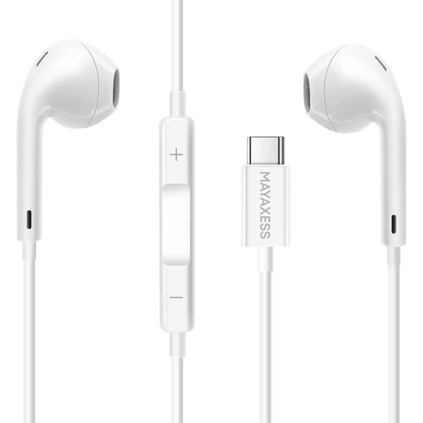 Hörlurar - MAYAXESS - iPhone 17 Pro Max - USB-C - Inbyggd mikrofon - Vit Vit