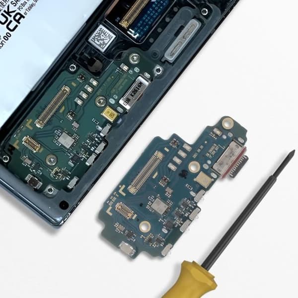 AVIZAR Ladestik til Galaxy S22 Ultra Micro og SIM-kortlæser Sort Svart