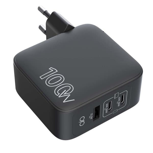 Vægoplader - FORCE POWER - Force Power Lite - USB-A + 2x USB-C - 100W Power Delivery - GaN Sort Svart