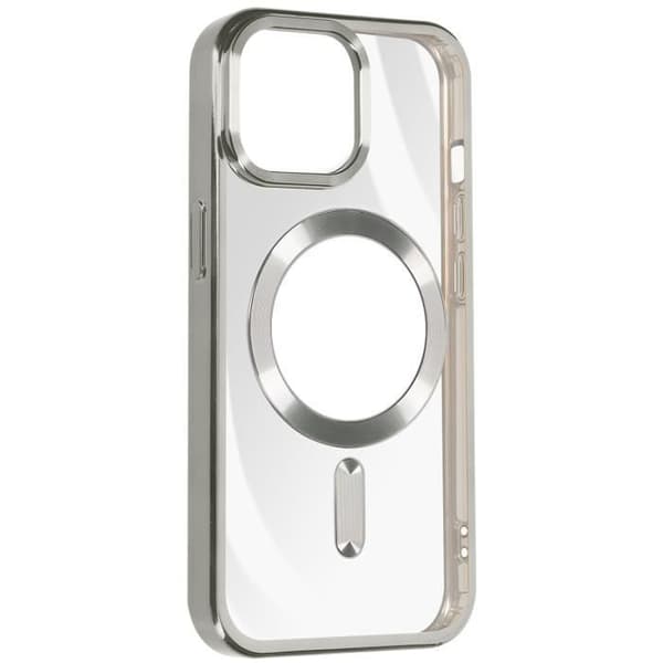 Skyddsskal - AVIZAR - iPhone 15 Pro Max - Hårt Silikon - Silver Kromad - Kompatibel med MagSafe Grå
