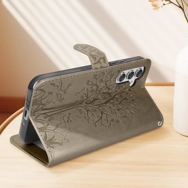 AVIZAR Cover til Samsung Galaxy A54 5G - Taupe Tree Pattern - Fuld beskyttelse - Opbevaring + Video Support Mol
