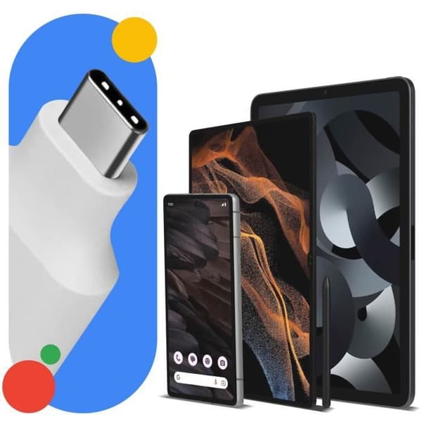 Google Original USB OTG hun til USB-C han-adapter, hvid