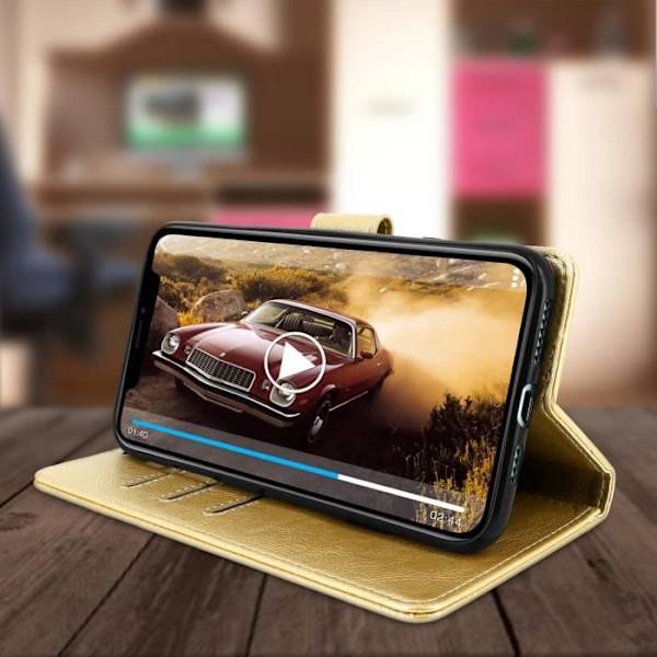 Fodral - AVIZAR - iPhone 11 Pro Max - Helkapsel - Kortfack - Videostöd - Gul Gult guld