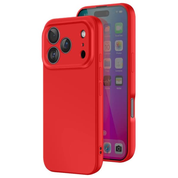 Coque - ADVARSEL - iPhone 17 Pro Max - Blød Silikon - Rutsjesikker - Rød Röd