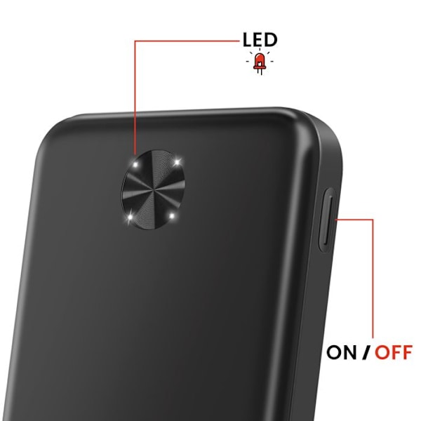 Batteri Ekstern 10000mAh 10.5W med Dobbelt USB Port LED Indikator Swissten Sort Svart