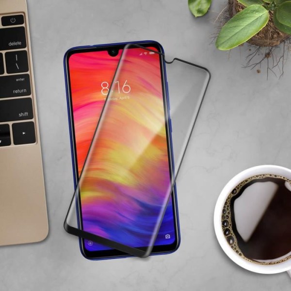 Skærmfilm Xiaomi Redmi Note 7 Hærdet glas Faset Transparent Black Edge Black