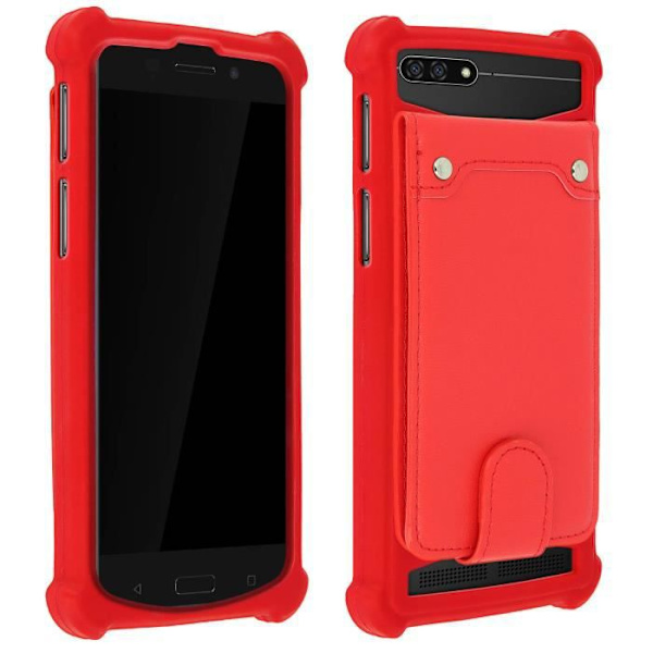 Smartphone cover - Universal - Rød - Silikone - Blød - Kortholder Röd