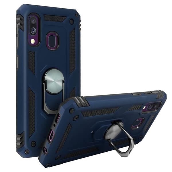 Coque - AVIZAR - Galaxy A40 - Bi-materia - Video Stöd Ring - Mörkblå Midnattsblå