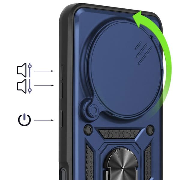 Coque Ring til Honor Magic 8 Pro med Skydelåg til Kamera Stødabsorberende Mayaxess Mørkeblå Blå