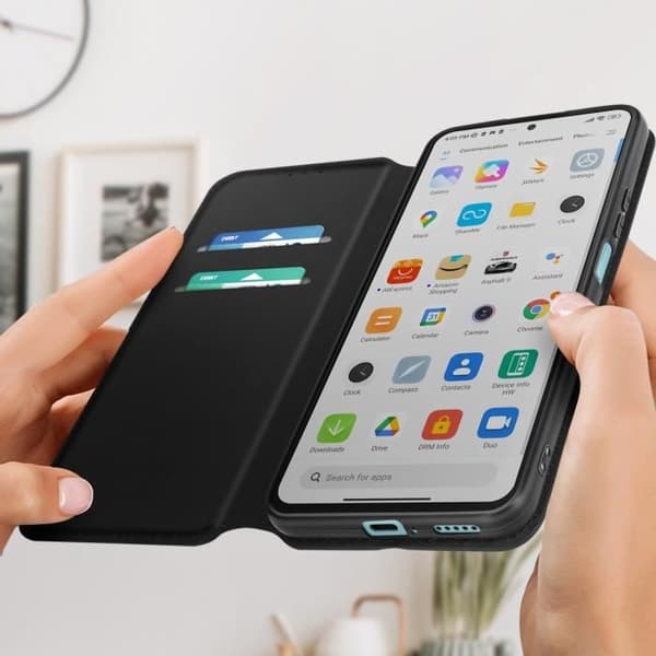 Cover Xiaomi Redmi Note 11 Pro Plus Flip Card Holder Video Support sort Svart