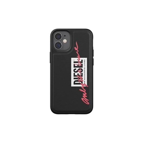 Coque til Apple iPhone 12 Mini Model Broderi med Slogan « Only the brave » Diesel Sort Svart