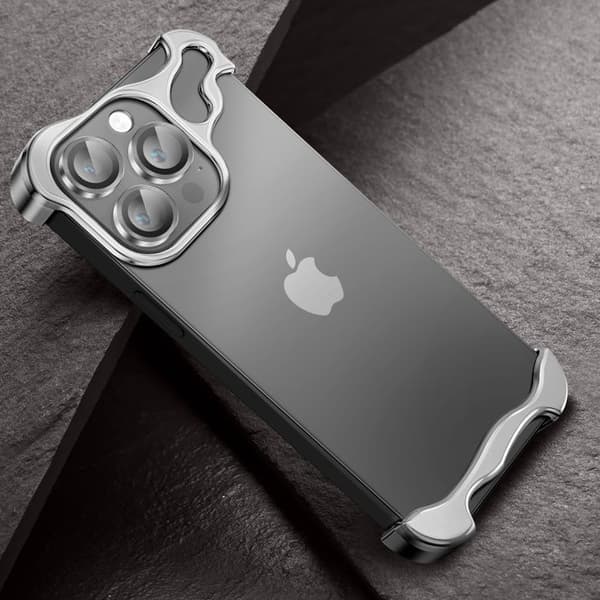 Skydd Design för iPhone 14 Pro Max Bumper Skal Metallförstärkt Silver Grå