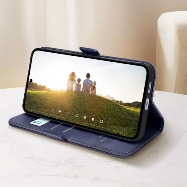 Fodral för Samsung S24 FE Flip Wallet dubbelt magnetiskt lås midnattsblått Blå