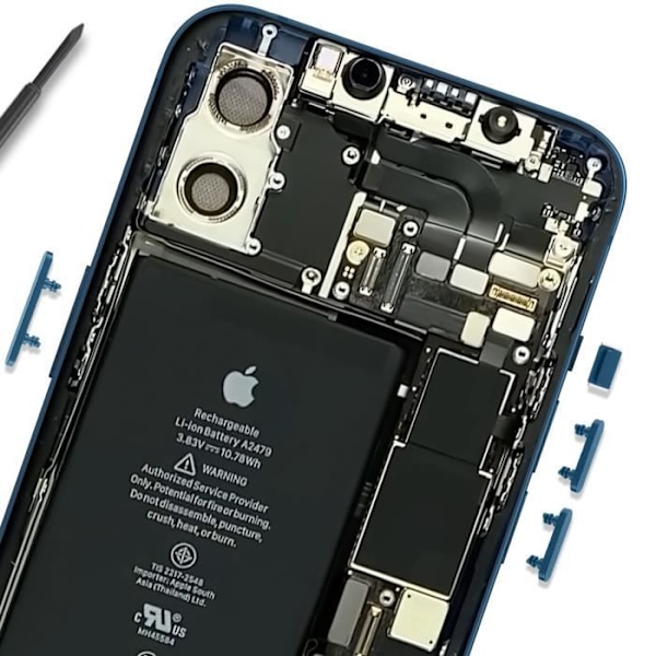 Power-, volumen- og lydløs knap til iPhone 12 og 12 Pro blå Blå
