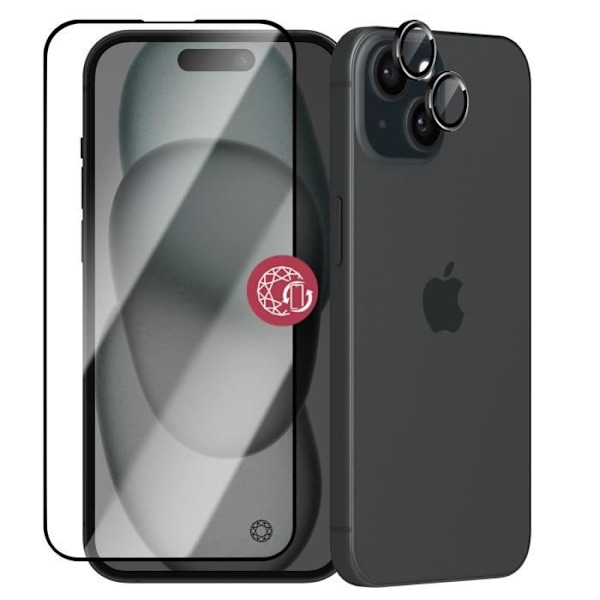 Skärmskydd - FORCE GLASS - iPhone 15 Plus - Splittrsäkert glas - Anti-repa - Installationssats ingår Transparent