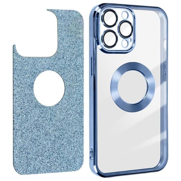 Coque iPhone 13 Pro Max - Protecam Spark - Kimalteleva - Silikoni geeli - Kromattu - Irrotettava Blå