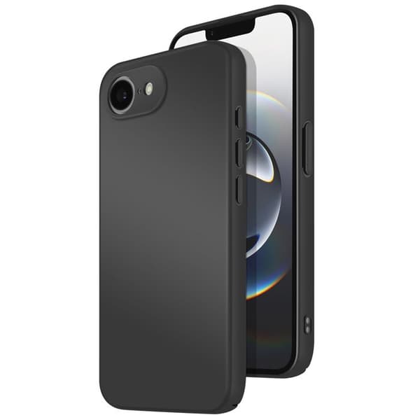 Cover - ADVARSEL - iPhone 16e - Soft-Touch - Semi-stiv silikone - Sort Svart