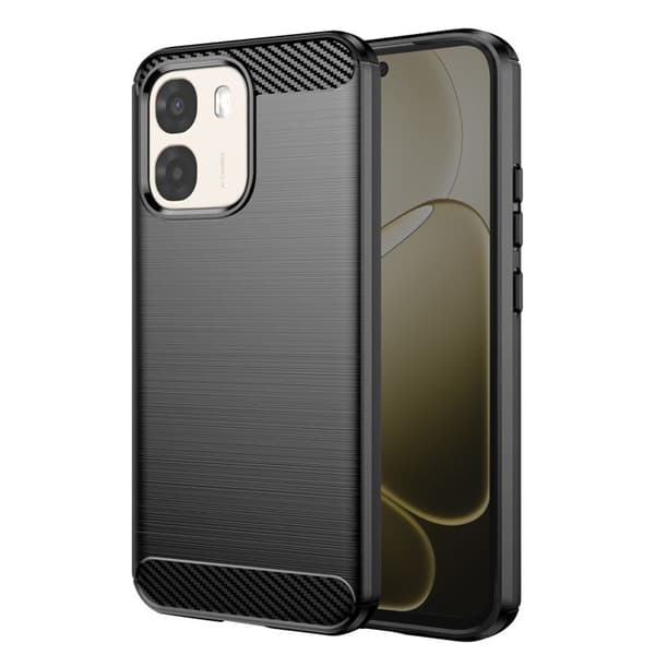 Cover til Oppo A6 Carbon Effekt Blød Stødabsorberende Sort Svart