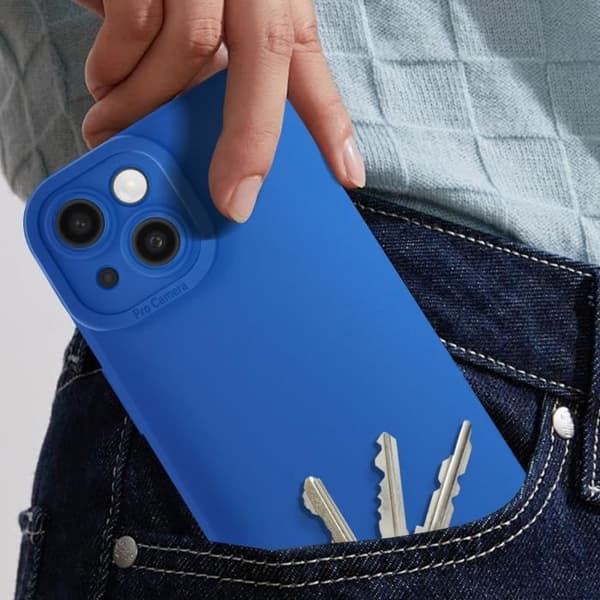 Cover - ADVISE - iPhone 13 - Silikone Mat - Kamerabeskyttelse - Blå Blå