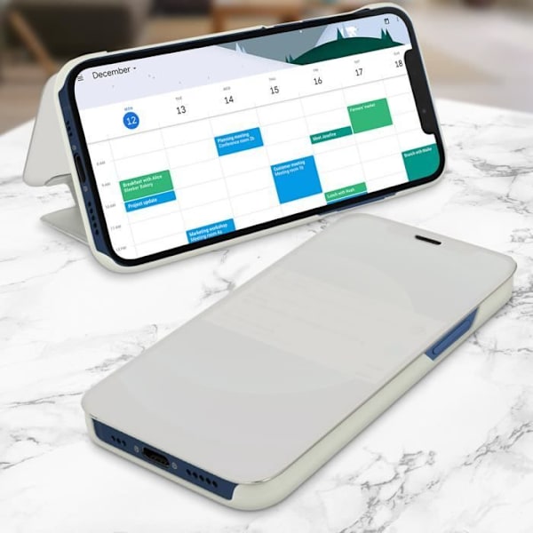 iPhone 12 Mini-fodral - Spegeldesign - Silvergrå - Mjuk - Genomskinlig klaff - Videostöd Silvergrå