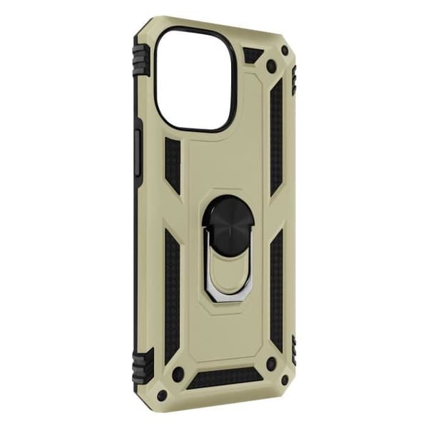 Mobilskal - ArmoRing - iPhone 15 Pro Max - Stötsäker - Magnetring - Gul Gul