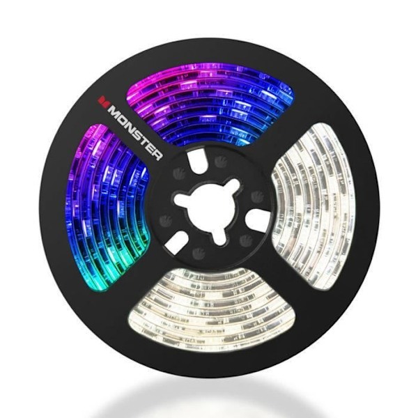 Monster 2M LED Strip - Multi-vit och flerfärgad - Anpassad belysning - med monteringslim, fjärrkontroll