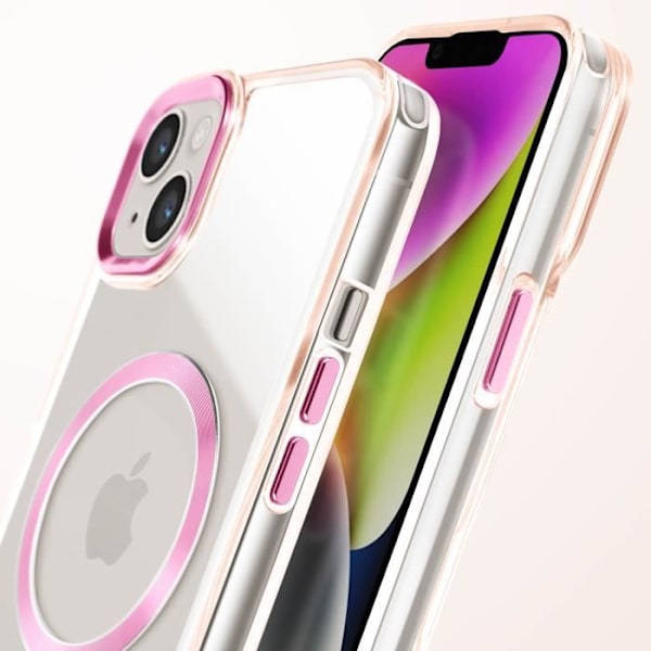 MagSafe-kuori iPhone 14:lle ja 13:lle, Ruusukultainen lasinen takapaneeli Rosa