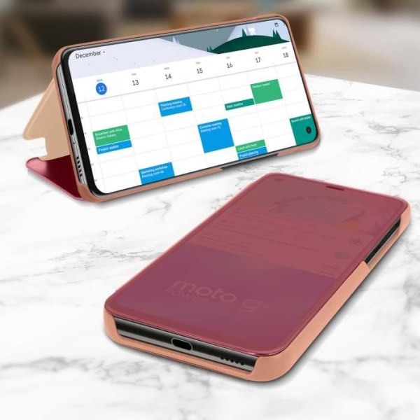 Motorola Moto G8 Power Flip Fodral Genomskinlig spegeldesign Videostöd Rosa Rosa