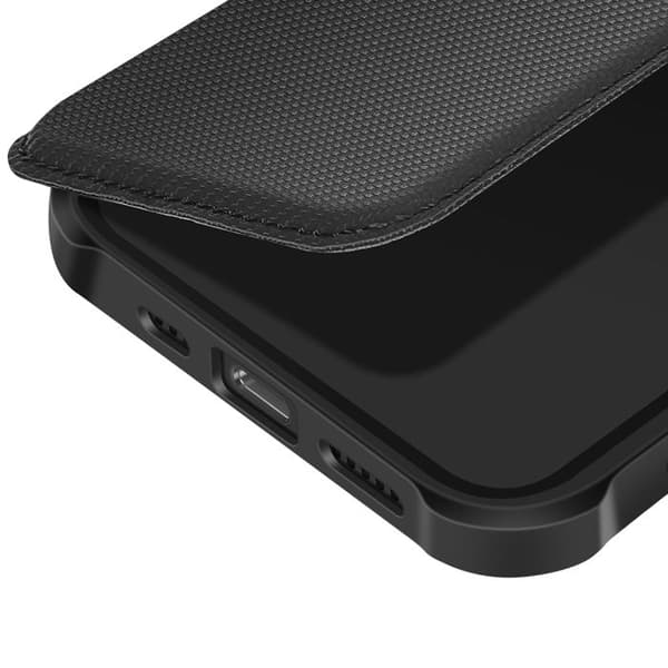 Folio Etui - AVIZAR - iPhone 16e - Carbon Finish - Kortholder - Sort Svart