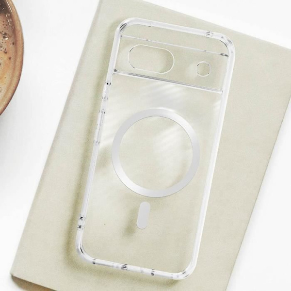 MagSafe Case for Google Pixel 8A puolijäykät kulmat puskurin läpinäkyvä Transparent