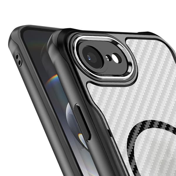 Cover til iPhone 17e MagSafe Stødabsorberende Gennemsigtig Sort Carbon Svart