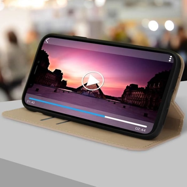 IPhone XR-fodral - MÄRKE - Fickfodral - Ekoskinn - Stödfunktion - Guld kortfack gyllene