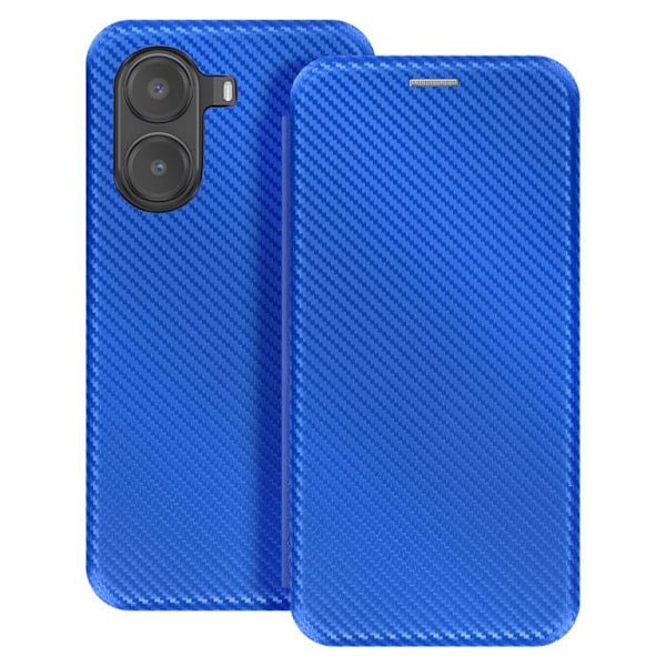 Kulstofetui til Xiaomi Poco X7 Pro, Kortholder, Videostativ, Blå Blå