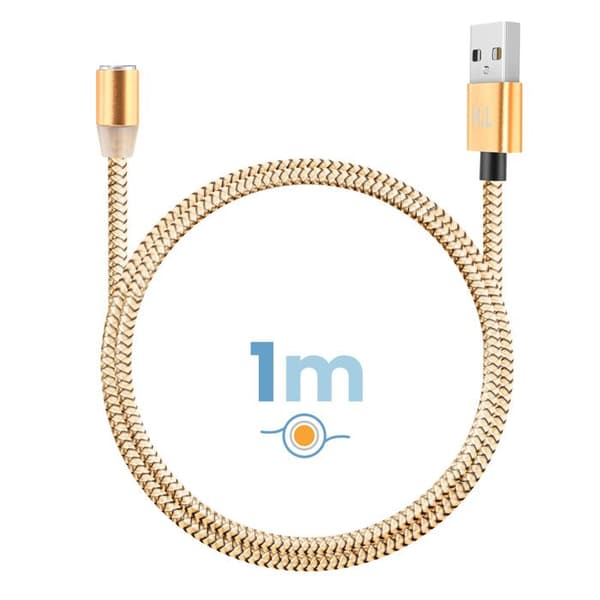 Magnetisk 3-i-1 USB-C / Lightning / Micro-USB til USB-A 1m Guld