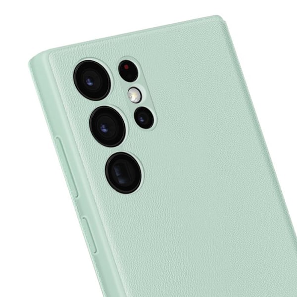 Nahkatasku Galaxy S22 Ultra Näyttöikkunalla Korttipaikalla Vaaleanvihreä Grön