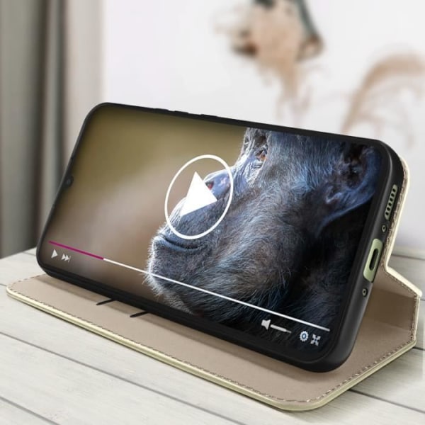 Etui til Samsung Galaxy A54 5G Magnetic Flip Card Holder Video Support Guld