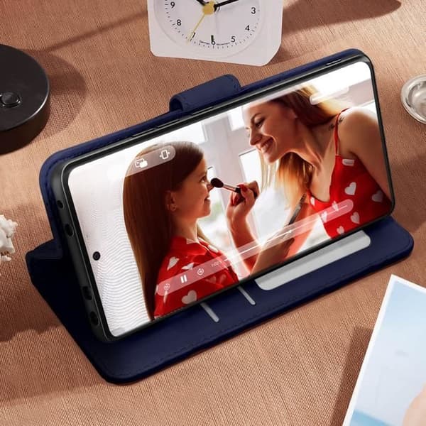 Plånboksfodral - Xiaomi - Redmi Note 14 Pro/Pro Plus - Mörkblå - Semi-stel - Videostöd Blå