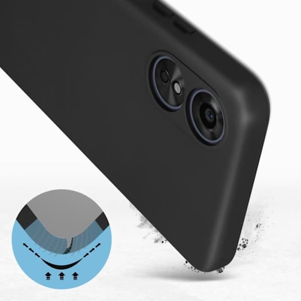 AVIZAR suojakotelo Oppo A17:lle - Puolijäykkä Soft-touch Fine Black Svart