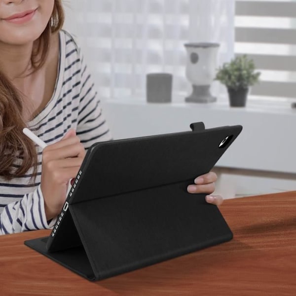 Kortfodral - AVIZAR - iPad Air / iPad 9.7 - Ekologisk läder - Tyg - Kompatibel 9,7 tum Svart