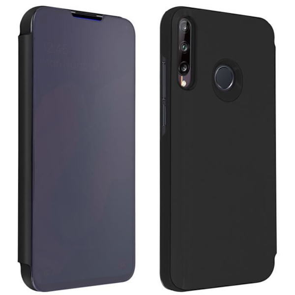Housse Folio - AVIZAR - Huawei P40 Lite E - Läpinäkyvä kansi - Peilimuotoilu - Video-tuki Svart