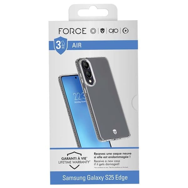 Skræm - FORCE CASE - Galaxy S25 Edge - Gennemsigtig - Optimal beskyttelse - Stødabsorption Vit