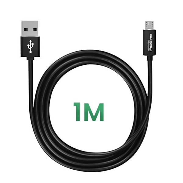 USB til Micro-USB Opladning og Synchronisering 1m Akashi Sort Svart