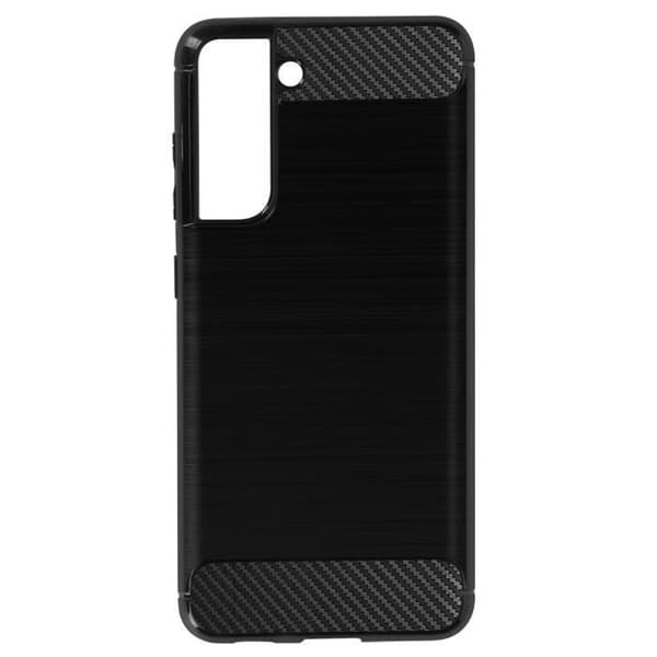 Coque - Samsung - Galaxy S21 FE - Blød - Børstet Effekt - Carbon Finish - Sort Svart