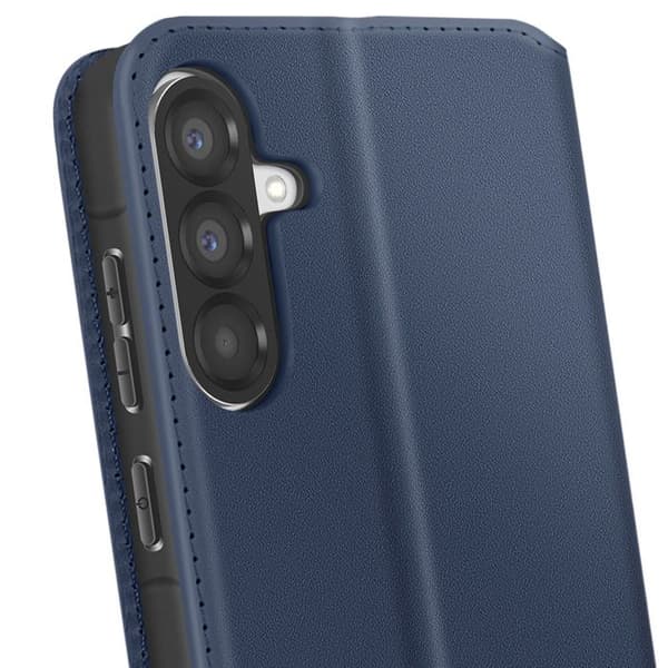 Fodral med lock för Galaxy A37 med kortfack och ställfunktion, mörkblå Blå