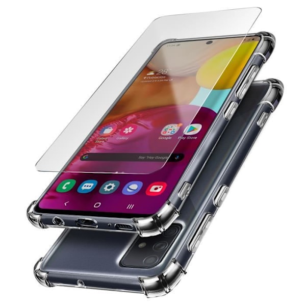 Skyddspaket - AVIZAR - Galaxy A71 - Mjukt fodral - 9H härdat glasfilm - 360° skydd Klar vit