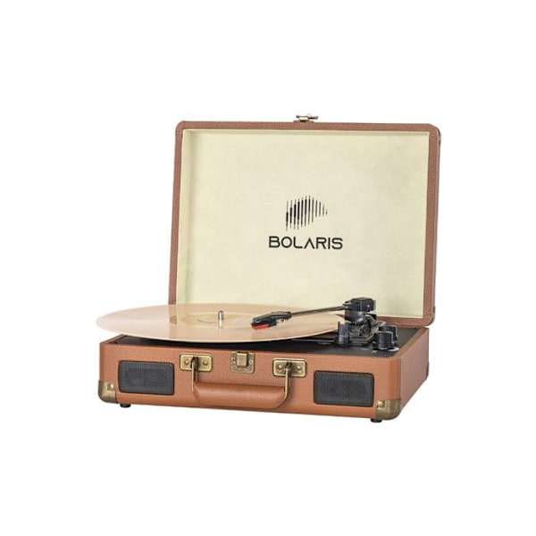 Bolaris 3 W Bluetooth-kannettava vinylilevysoitin ruskeilla kaiuttimilla kastanj