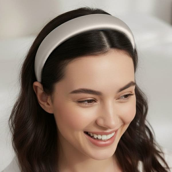 Bred Satin Kudde Hårband Sublimt Vit Vit