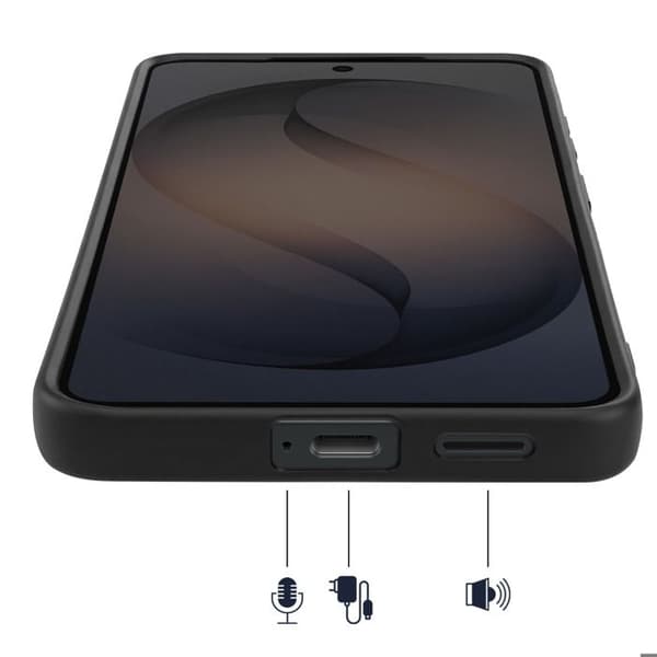 Cover til Galaxy S26 Plus Mat Finish med Hævede Kanter og Sort Rem Sort